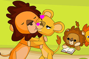 狮子亲吻
