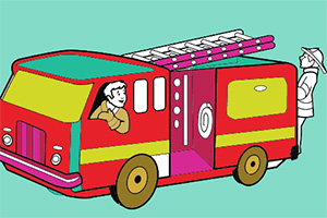 《消防车填颜色》游戏画面1