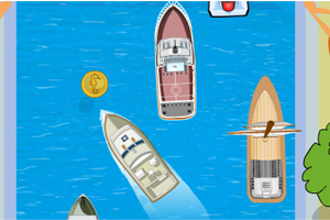 《赛艇吃金币》游戏画面1