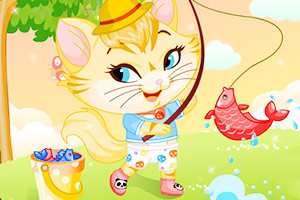 《小美猫钓鱼》游戏画面1