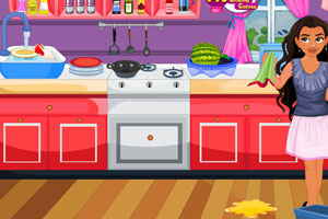 《莫娜打扫厨房》游戏画面1